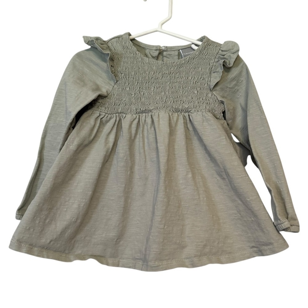 Tahari Sage Green Long Sleeve Ruffle Top